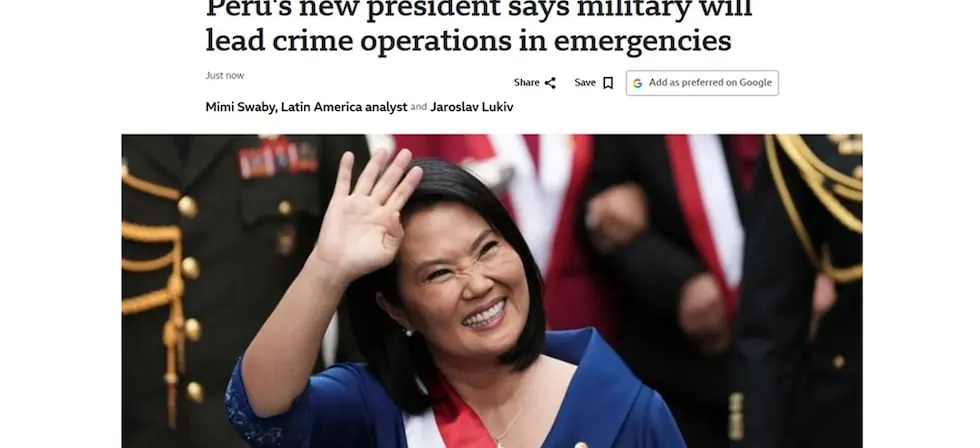 Así reaccionó la prensa internacional a la toma de mando de la presidenta Keiko Fujimori