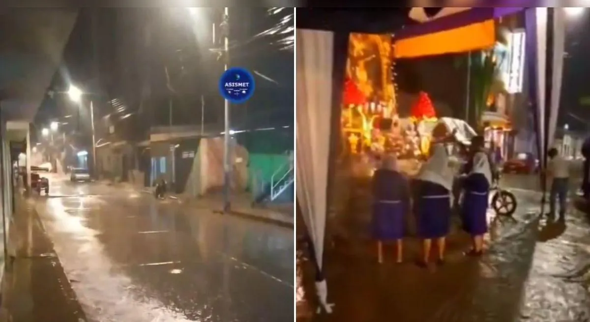 Lluvias de fuerte intensidad en Piura provocan aniegos y obligan a suspender procesión del Señor de los Milagros