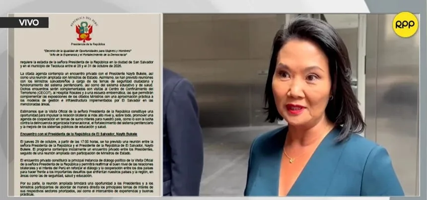 Ejecutivo solicita al Senado autorización para que Keiko Fujimori pueda viajar a El Salvador y España