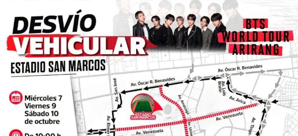 BTS en Lima: Municipalidad ejecutará plan de desvíos y cerrará calles aledañas al estadio San Marcos