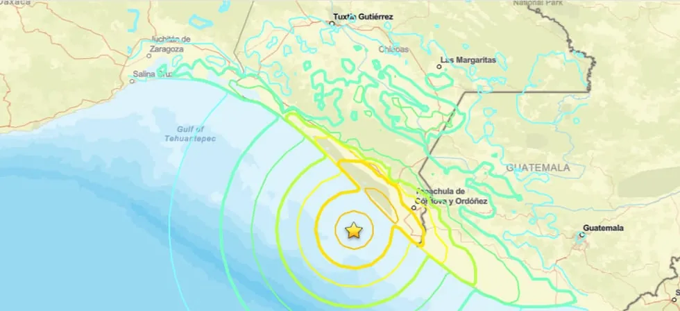 México: Fuerte sismo de magnitud 7.4 se registró frente a las costas de Chiapas