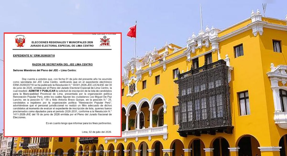 JEE informa que hubo un error al admitir a dos diputados electos en lista de Renovación Popular para la MML