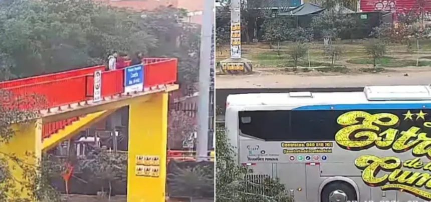 Ataque a bus de ‘Las estrellas de la cumbia’: Lo captado por cámaras de seguridad junto a la Panamericana Norte [VIDEO]